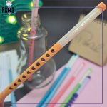 مداد مشکی رنگی با قلب نقره ای مقطع مثلثی نارنجی