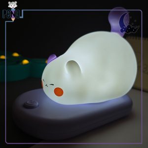چراغ خواب سیلیکونی ضربه ای فشاری گربه بنفش