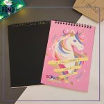 دفترچه خراشیدنی اسکرچ بوک A5 اسب تک شاخ صورتی سیمی