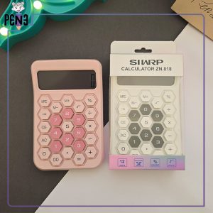 ماشین حساب پاستلی لونه زنبوری صورتی و سفید