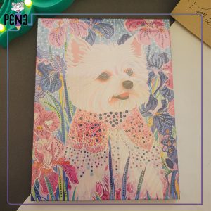 نقاشی الماسی بزرگسال کریستالی سگ تریر سفید