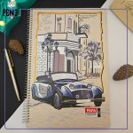 دفتر مشق A4 جلد سخت طرح ماشین آبی پاپا