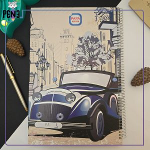 دفتر مشق A4 جلد سخت طرح ماشین آبی پاپا