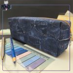 جامدادی پارچه ای طرح جین تیره بزرگ