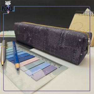 جامدادی پارچه ای طرح جین ذغالی باریک