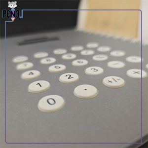 دفتر سیمی جلد سخت ماشین حساب دار خورشیدی دکمه سفید