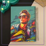 دفتر 200 برگ جلد سخت طرح گرافیتی پسر عینک آفتابی