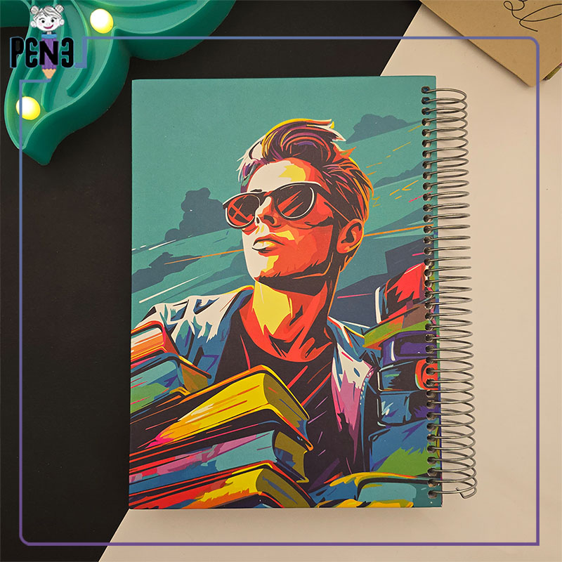 دفتر گرافیتی پسر دفتر 200 برگ جلد سخت طرح گرافیتی پسر عینک آفتابی