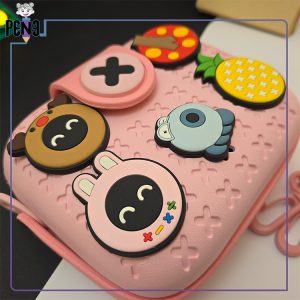 کیف سیلیکونی کراکس دستی اکسسوری دار صورتی