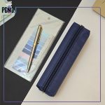 جامدادی پارچه ای ساده باریک حلقه طلایی سرمه ای