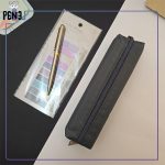 جامدادی پارچه ای ساده باریک حلقه طلایی ذغالی