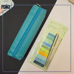 جامدادی پارچه ای ساده باریک حلقه طلایی فیروزه ای