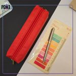 جامدادی پارچه ای ساده باریک حلقه طلایی قرمز