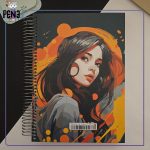 دفتر 200 برگ جلد سخت طرح گرافیتی دختر عینک آفتابی