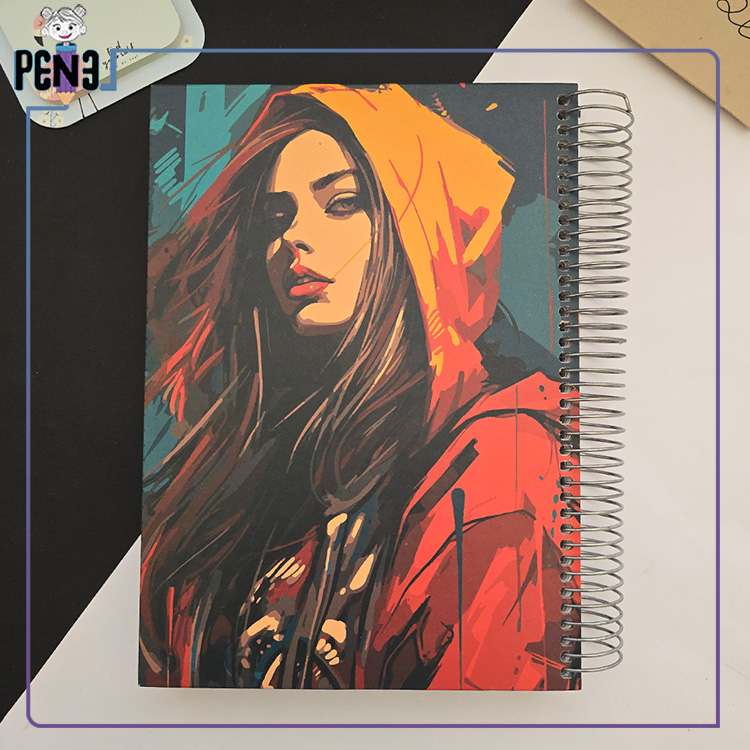 دفتر 200 برگ گرافیتی طرح دختر دفتر 200 برگ جلد سخت طرح گرافیتی دختر عینک آفتابی