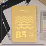 دفتر 8۰ برگ پاستلی طلاکوب آیلار زرد