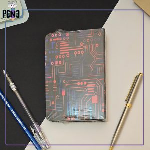 دفترچه یادداشت کلاسوری جلد سخت طرح تکنولوژی مدار قرمز