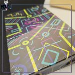 دفترچه یادداشت کلاسوری جلد سخت طرح تکنولوژی مدار سبز و بنفش