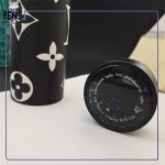 فلاسک بدنه چرمی درجه دار صافی دار طرح برند لویی ویتون مشکی