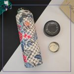 فلاسک بدنه چرمی درجه دار صافی دار طرح برند گوچی گلدار