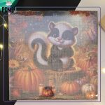 نقاشی الماسی بومی 30 در 30 طرح پاییزی سمور و کو حلوایی