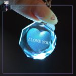 جاکلیدی کریستالی چراغ دار RGB قلب I Love you آبی