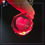 جاکلیدی کریستالی چراغ دار RGB قلب I Love you قرمز