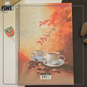 دفتر جلدسخت A4 برند پاپا طرح پاییز و قهوه 100 برگ