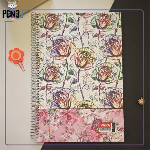 دفتر جلد سخت سیمی 100 برگ A4 طرح گل رز